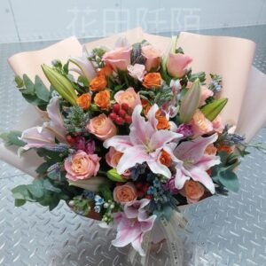 玫瑰百合花束