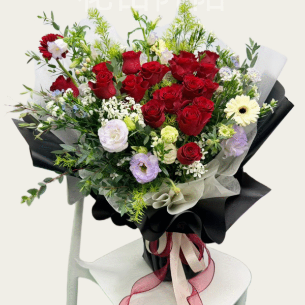 18枝紅玫瑰花束