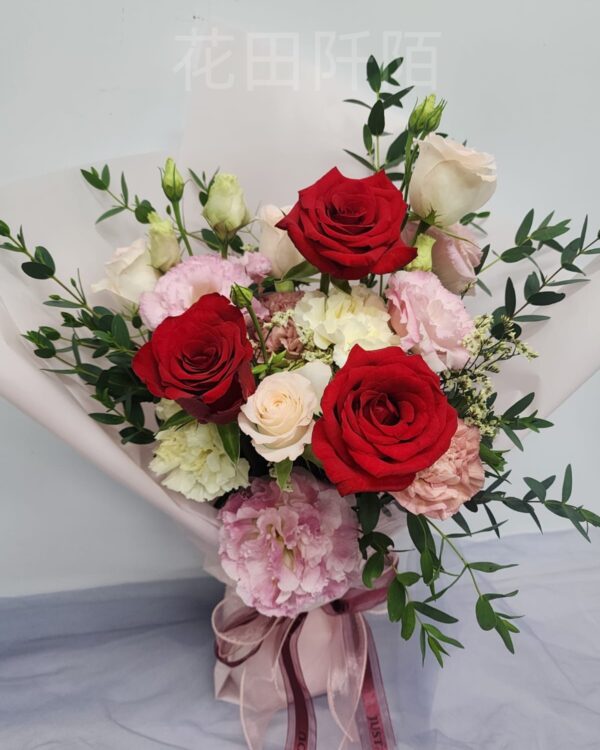 紅玫瑰洋桔梗花束