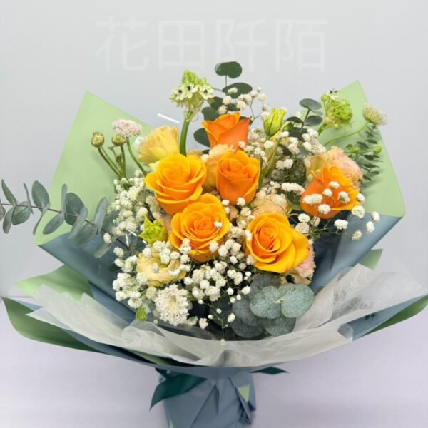 橙玫瑰花束