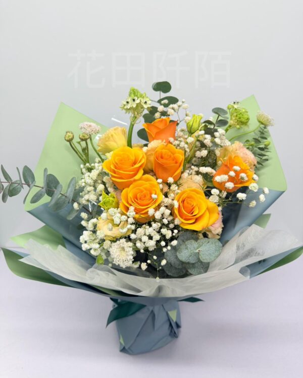 橙玫瑰花束
