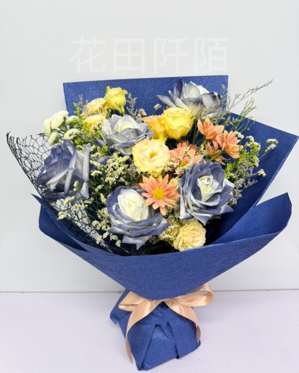 藍色玫瑰花束